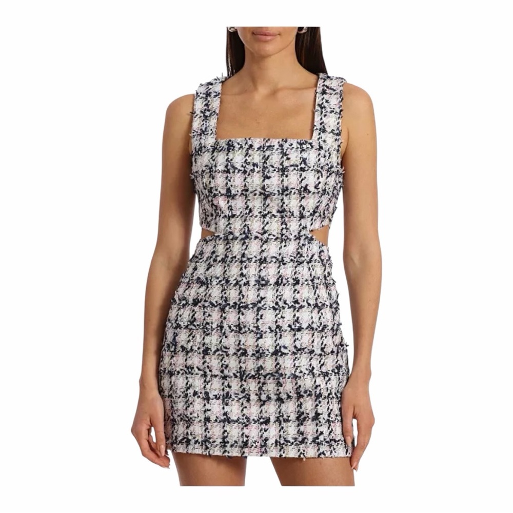 Avec Les Filles Tweed Cutout Mini‎ Dress Square Neck NWOT